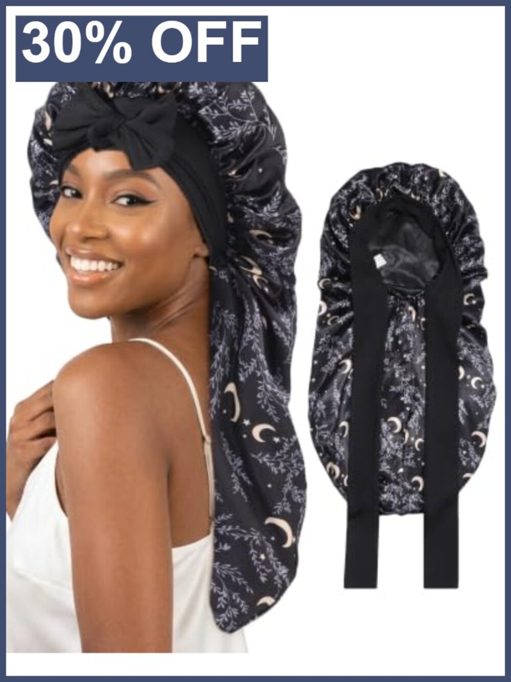 Double Layer Satin Bonnet for Sleeping Braids Long Hair Adjustable
